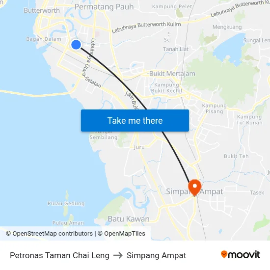 Petronas Taman Chai Leng to Simpang Ampat map