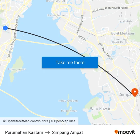 Perumahan Kastam to Simpang Ampat map