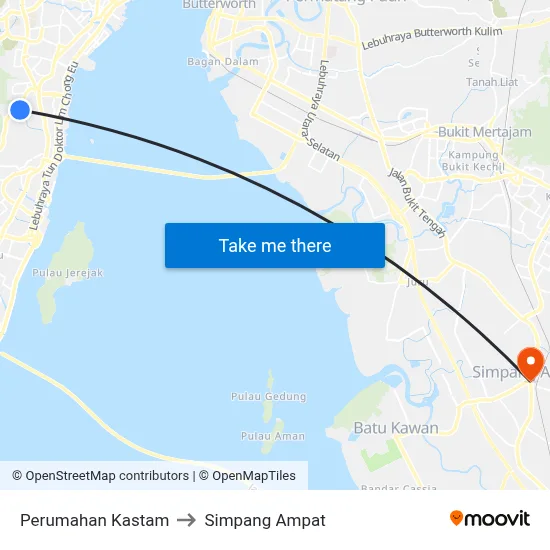 Perumahan Kastam to Simpang Ampat map