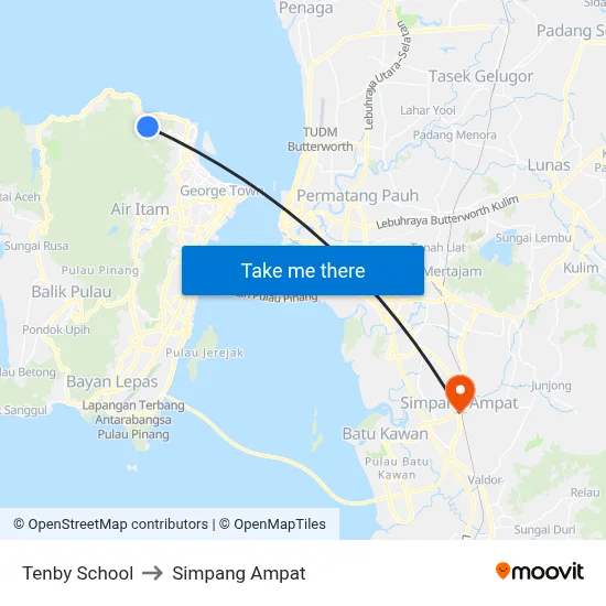Tenby School to Simpang Ampat map