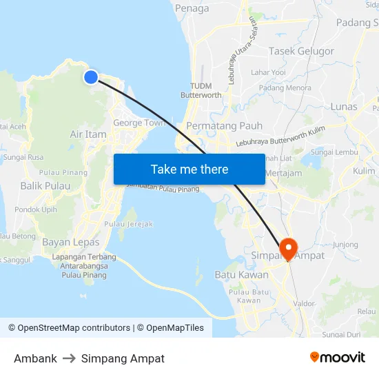 Ambank to Simpang Ampat map