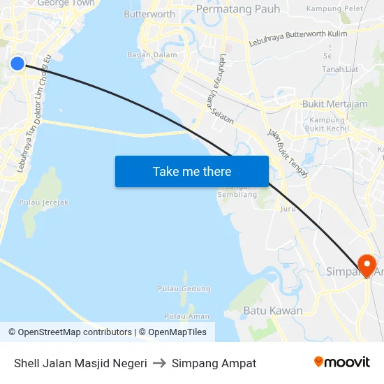 Shell Jalan Masjid Negeri to Simpang Ampat map