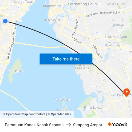 Persatuan Kanak-Kanak Sepastik to Simpang Ampat map