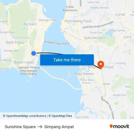 Sunshine Square to Simpang Ampat map