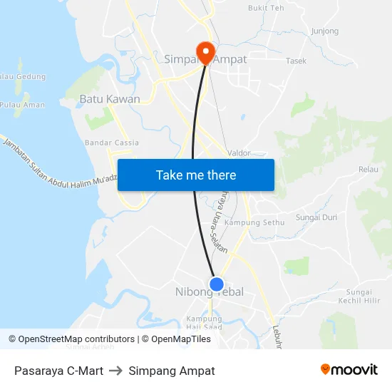 Pasaraya C-Mart to Simpang Ampat map