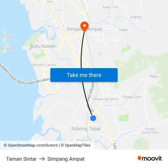 Taman Sintar to Simpang Ampat map