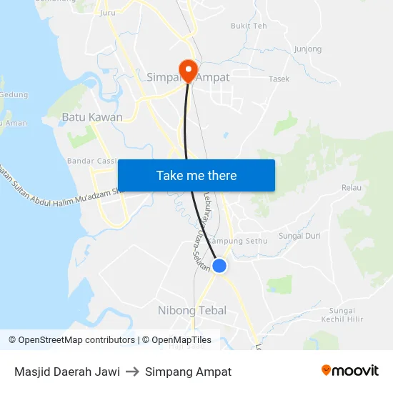 Masjid Daerah Jawi to Simpang Ampat map