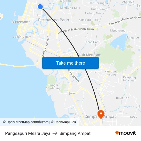 Pangsapuri Mesra Jaya to Simpang Ampat map