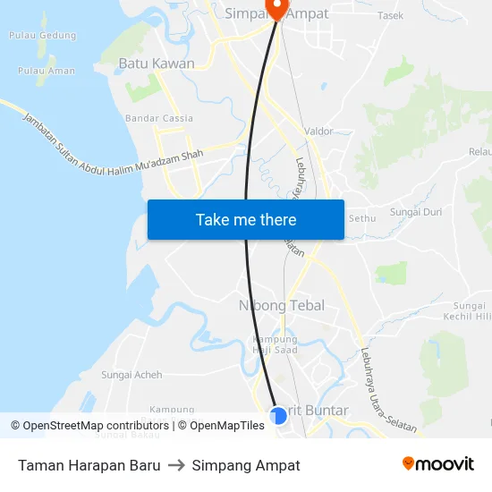 Taman Harapan Baru to Simpang Ampat map
