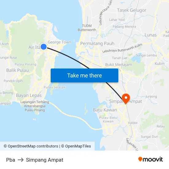 Pba to Simpang Ampat map