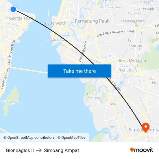 Gleneagles II to Simpang Ampat map