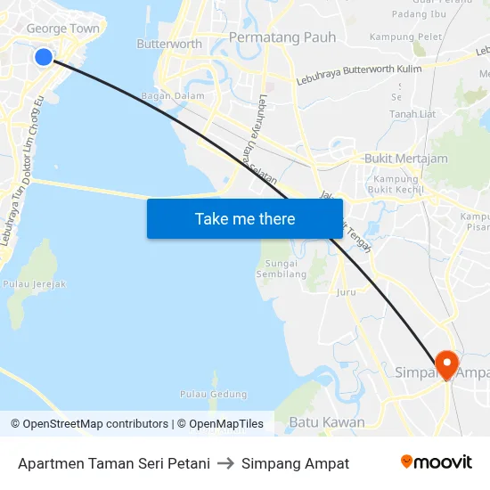 Apartmen Taman Seri Petani to Simpang Ampat map