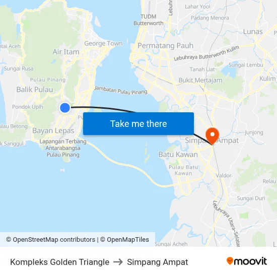 Kompleks Golden Triangle to Simpang Ampat map