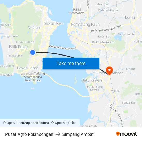 Pusat Agro Pelancongan to Simpang Ampat map
