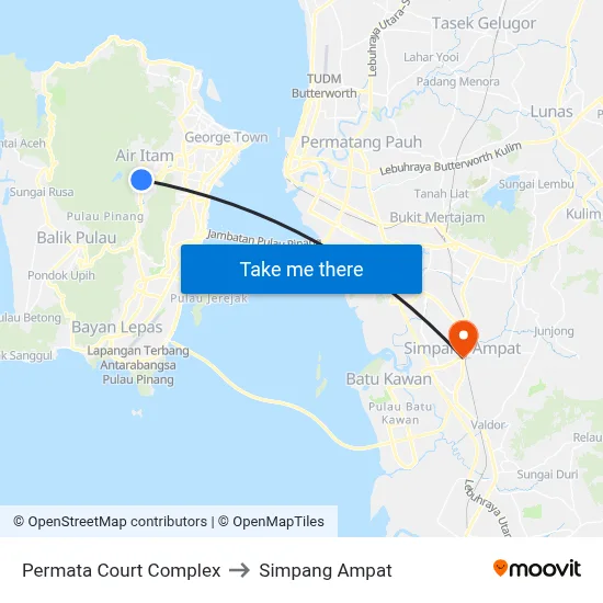 Permata Court Complex to Simpang Ampat map