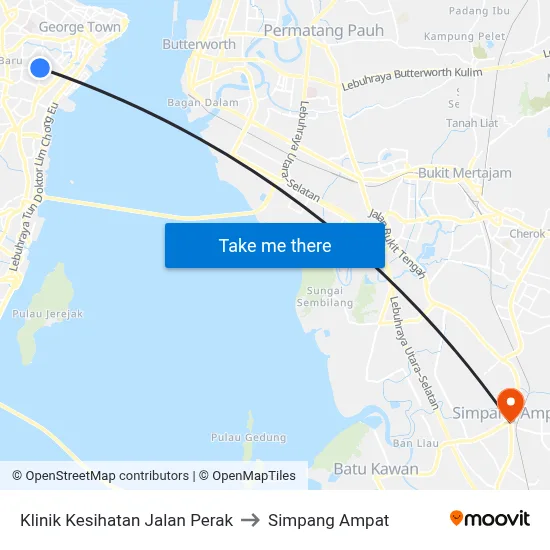 Klinik Kesihatan Jalan Perak to Simpang Ampat map