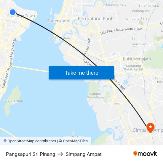 Pangsapuri Sri Pinang to Simpang Ampat map
