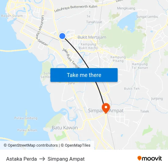 Astaka Perda to Simpang Ampat map