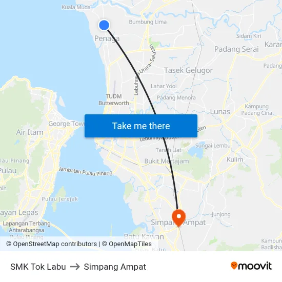 SMK Tok Labu to Simpang Ampat map