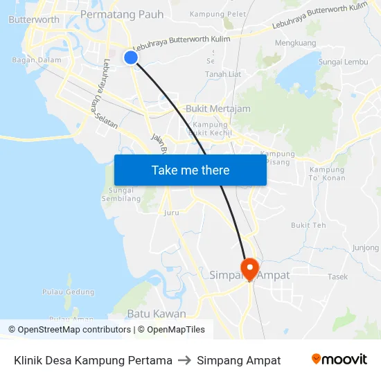 Klinik Desa Kampung Pertama to Simpang Ampat map