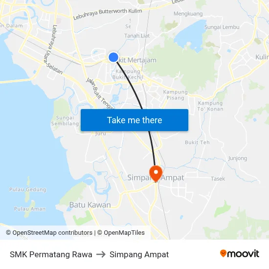SMK Permatang Rawa to Simpang Ampat map
