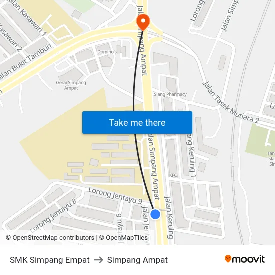 SMK Simpang Empat to Simpang Ampat map