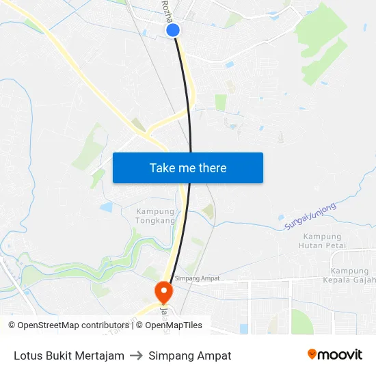 Lotus Bukit Mertajam to Simpang Ampat map