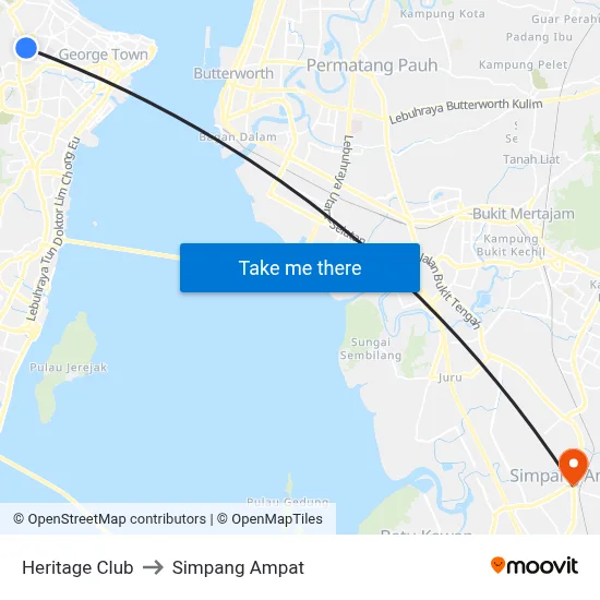 Heritage Club to Simpang Ampat map