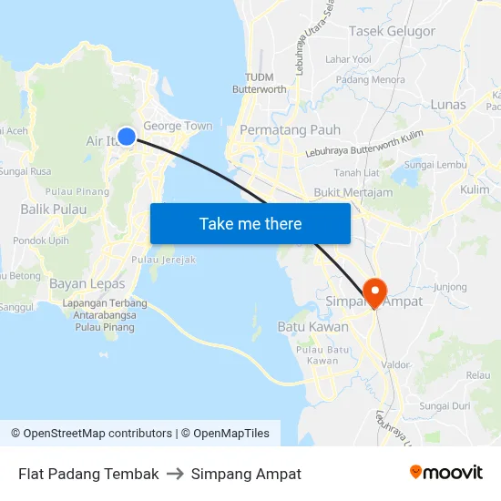 Flat Padang Tembak to Simpang Ampat map