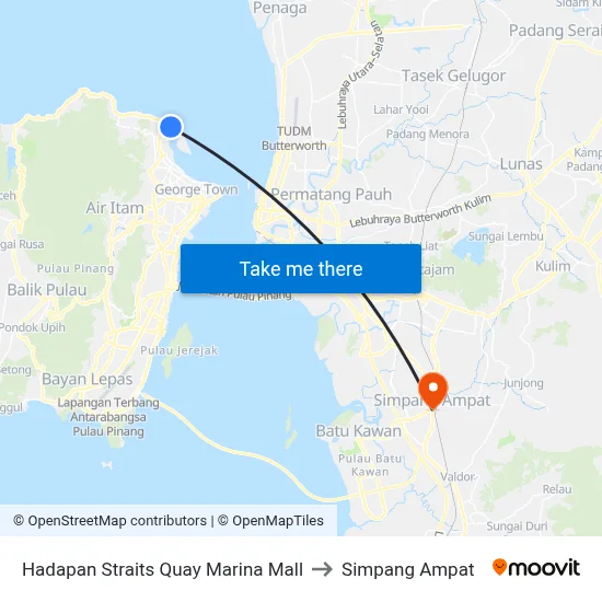 Hadapan Straits Quay Marina Mall to Simpang Ampat map