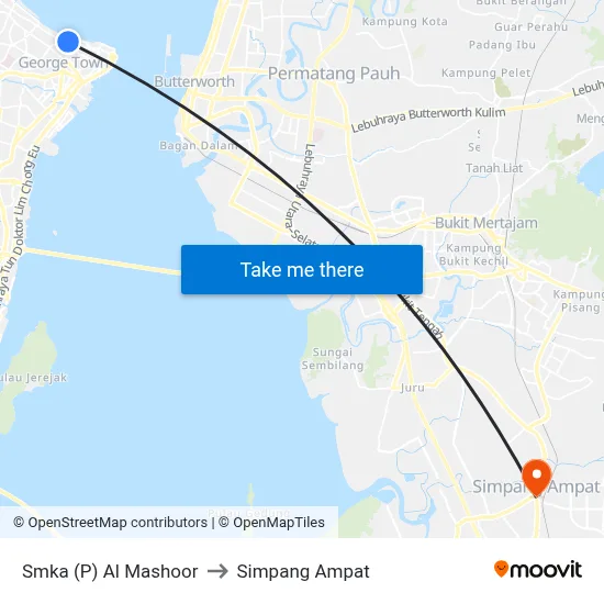 Smka (P) Al Mashoor to Simpang Ampat map