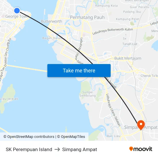 SK Perempuan Island to Simpang Ampat map