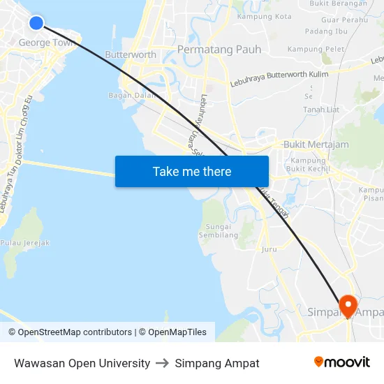 Wawasan Open University to Simpang Ampat map