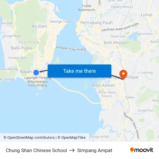 Chung Shan Chinese School to Simpang Ampat map
