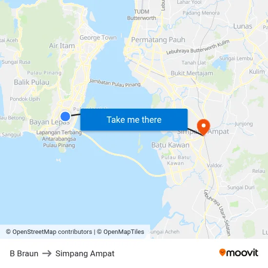 B Braun to Simpang Ampat map
