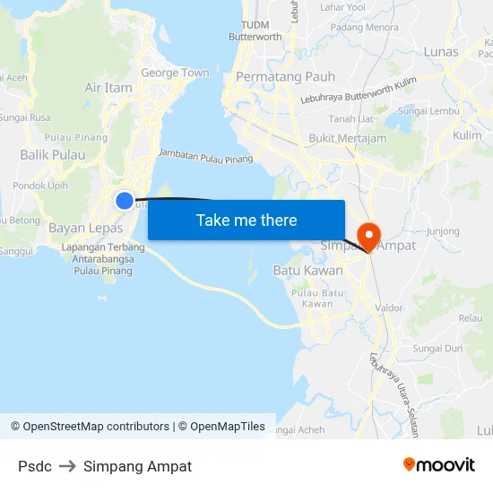 Psdc to Simpang Ampat map