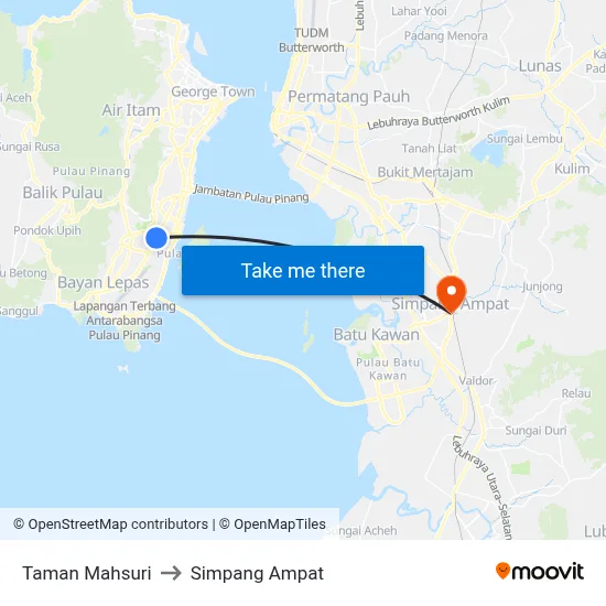 Taman Mahsuri to Simpang Ampat map