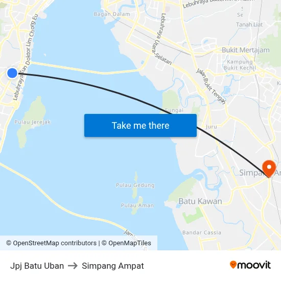 Jpj Batu Uban to Simpang Ampat map
