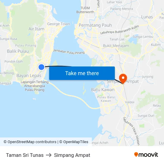 Taman Sri Tunas to Simpang Ampat map