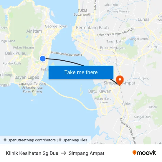 Klinik Kesihatan Sg Dua to Simpang Ampat map