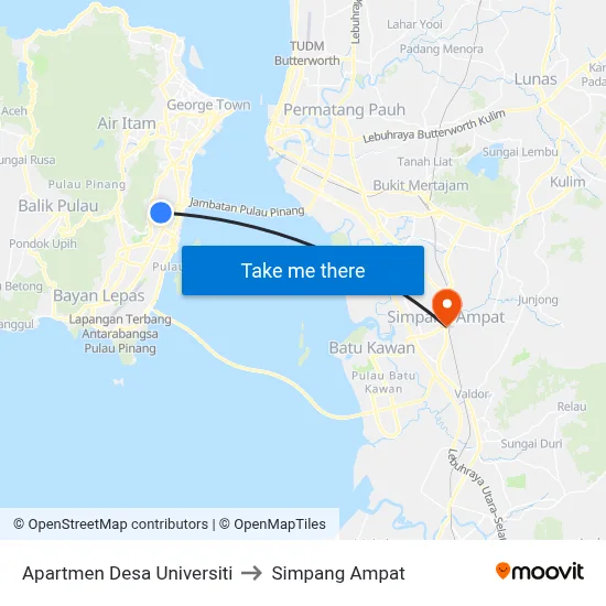 Apartmen Desa Universiti to Simpang Ampat map