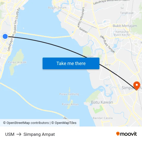 USM to Simpang Ampat map