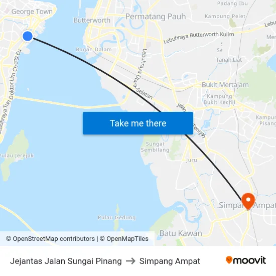 Jejantas Jalan Sungai Pinang to Simpang Ampat map