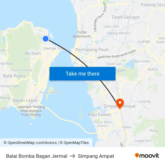 Balai Bomba Bagan Jermal to Simpang Ampat map
