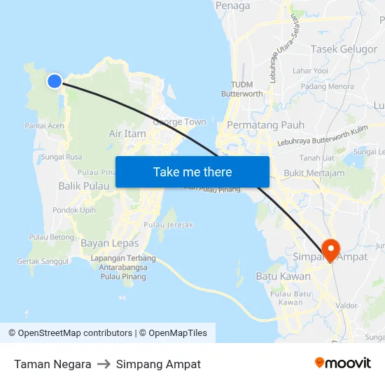 Taman Negara to Simpang Ampat map