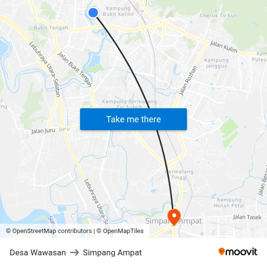 Desa Wawasan to Simpang Ampat map