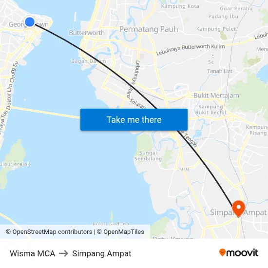 Wisma MCA to Simpang Ampat map
