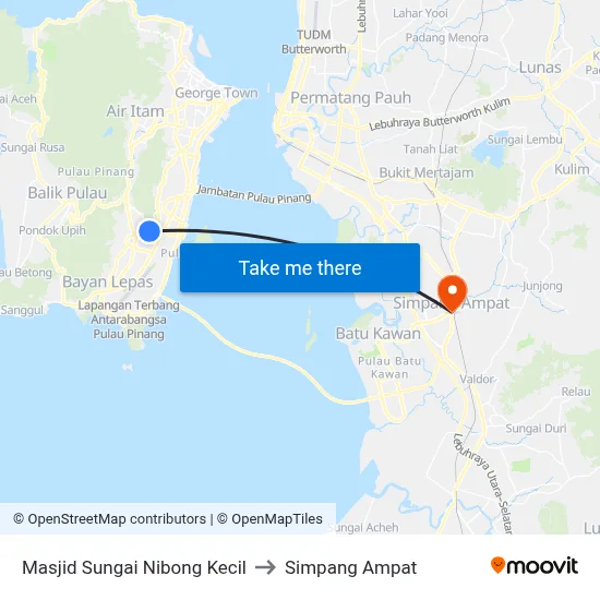 Masjid Sungai Nibong Kecil to Simpang Ampat map