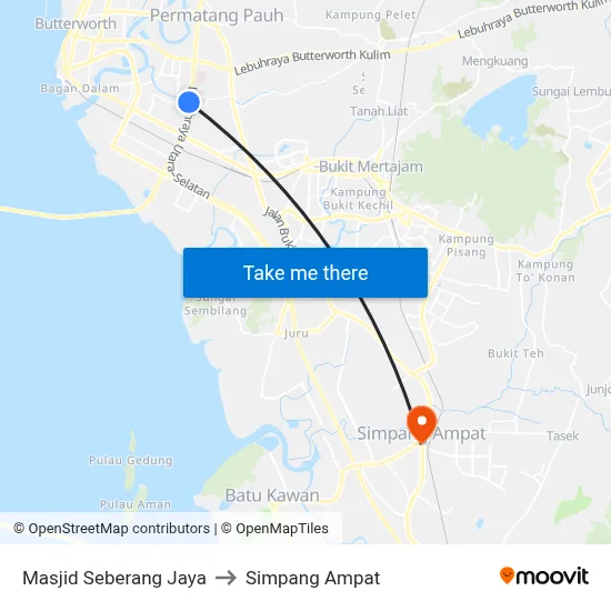 Masjid Seberang Jaya to Simpang Ampat map