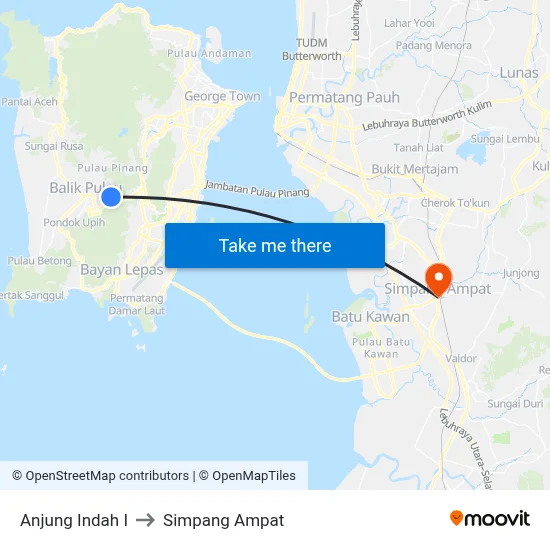 Anjung Indah I to Simpang Ampat map